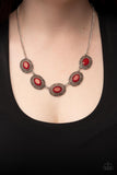 Sunshiny Shimmer - Red Necklace - Paparazzi Accessories Necklace Bedazzle Me Pretty Mobile Fashion Boutique