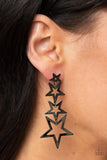 Superstar Crescendo - Black Post Earrings - Paparazzi Accessories Post Earrings Bedazzle Me Pretty Mobile Fashion Boutique