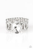 Supreme Bling - White Ring - Paparazzi Accessories Ring Bedazzle Me Pretty Mobile Fashion Boutique