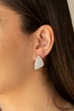 Supreme Sheen - White Post Earrings - Paparazzi Accessories Earrings Bedazzle Me Pretty Mobile Fashion Boutique