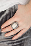 Surfin Sand Dunes - White Ring - Paparazzi Accessories Ring Bedazzle Me Pretty Mobile Fashion Boutique