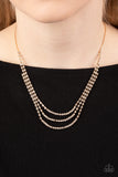 Surreal Sparkle - Gold Necklace - Paparazzi Accessories Necklace Bedazzle Me Pretty Mobile Fashion Boutique