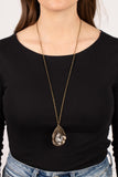 Surrealist Sparkle - Brass Necklace - Paparazzi Accessories Necklace Bedazzle Me Pretty Mobile Fashion Boutique