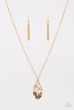 Swank Bank - Gold Necklace - Paparazzi Accessories Necklace Bedazzle Me Pretty Mobile Fashion Boutique