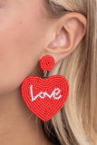Sweet Seeds - Red Post Earrings - Paparazzi Accessories Post Earrings Bedazzle Me Pretty Mobile Fashion Boutique