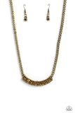 Swing Dance Dream - Brass Necklace - Paparazzi Accessories Necklace Bedazzle Me Pretty Mobile Fashion Boutique