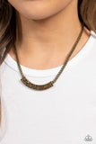 Swing Dance Dream - Brass Necklace - Paparazzi Accessories Necklace Bedazzle Me Pretty Mobile Fashion Boutique