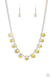 Tabloid Treasure - Yellow Necklace - Paparazzi Accessories Necklace Bedazzle Me Pretty Mobile Fashion Boutique