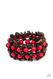Tahiti Tourist - Red Bracelet - Paparazzi Accessories Bracelet Bedazzle Me Pretty Mobile Fashion Boutique