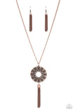 Tai Chi Tassel - Copper Necklace - Paparazzi Accessories Necklace Bedazzle Me Pretty Mobile Fashion Boutique