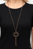 Tai Chi Tassel - Copper Necklace - Paparazzi Accessories Necklace Bedazzle Me Pretty Mobile Fashion Boutique