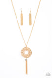 Tai Chi Tassel - Gold Necklace - Paparazzi Accessories Necklace Bedazzle Me Pretty Mobile Fashion Boutique
