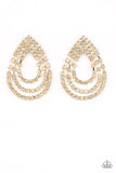 Take a POWER Stance - Gold Post Earrings - Paparazzi Accessories Post Earrings Bedazzle Me Pretty Mobile Fashion Boutique
