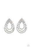 Take a POWER Stance - White Post Earrings - Paparazzi Accessories Post Earrings Bedazzle Me Pretty Mobile Fashion Boutique