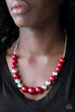 Take Note - Red Necklace - Paparazzi Accessories Necklace Bedazzle Me Pretty Mobile Fashion Boutique