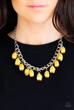 Take The COLOR Wheel! - Yellow Necklace - Paparazzi Accessories Necklace Bedazzle Me Pretty Mobile Fashion Boutique