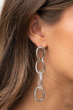 Talk In Circles - White Post Earrings - Paparazzi Accessories Post Earrings Bedazzle Me Pretty Mobile Fashion Boutique