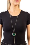 Tallahassee Tassel - Green Necklace - Paparazzi Accessories Necklace Bedazzle Me Pretty Mobile Fashion Boutique