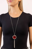 Tallahassee Tassel - Red Necklace - Paparazzi Accessories Necklace Bedazzle Me Pretty Mobile Fashion Boutique