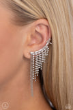 Tapered Tease - White Post Earrings - Paparazzi Accessories Post Earrings Bedazzle Me Pretty Mobile Fashion Boutique