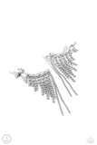 Tapered Tease - White Post Earrings - Paparazzi Accessories Post Earrings Bedazzle Me Pretty Mobile Fashion Boutique