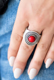 Target Trance - Red Ring - Paparazzi Accessories Ring Bedazzle Me Pretty Mobile Fashion Boutique