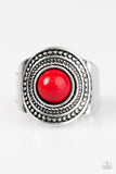 Target Trance - Red Ring - Paparazzi Accessories Ring Bedazzle Me Pretty Mobile Fashion Boutique