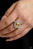 Targeted Timelessness - Yellow Ring - Paparazzi Accessories Ring Bedazzle Me Pretty Mobile Fashion Boutique