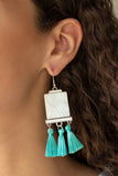 Tassel Retreat - Blue Earrings - Paparazzi Accessories Earrings Bedazzle Me Pretty Mobile Fashion Boutique