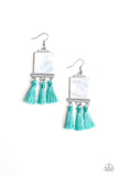 Tassel Retreat - Blue Earrings - Paparazzi Accessories Earrings Bedazzle Me Pretty Mobile Fashion Boutique