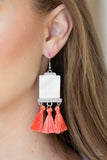 Tassel Retreat - Orange Earrings - Paparazzi Accessories Earrings Bedazzle Me Pretty Mobile Fashion Boutique