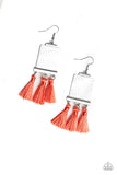 Tassel Retreat - Orange Earrings - Paparazzi Accessories Earrings Bedazzle Me Pretty Mobile Fashion Boutique