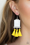 Tassel Retreat - Yellow Earrings - Paparazzi Accessories Earrings Bedazzle Me Pretty Mobile Fashion Boutique