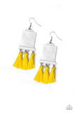 Tassel Retreat - Yellow Earrings - Paparazzi Accessories Earrings Bedazzle Me Pretty Mobile Fashion Boutique