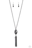 Tassel Tabloid - Black Necklace - Paparazzi Accessories Necklace Bedazzle Me Pretty Mobile Fashion Boutique