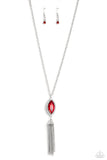 Tassel Tabloid - Red Necklace - Paparazzi Accessories Necklace Bedazzle Me Pretty Mobile Fashion Boutique