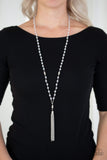 Tassel Takeover - White Necklace - Paparazzi Accessories Necklace Bedazzle Me Pretty Mobile Fashion Boutique