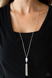 Tassel Tease - White Necklace - Paparazzi Accessories Necklace Bedazzle Me Pretty Mobile Fashion Boutique