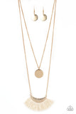 Tassel Temptation - Gold Necklace - Paparazzi Accessories Necklace Bedazzle Me Pretty Mobile Fashion Boutique