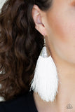 Tassel Temptress - White Earrings - Paparazzi Accessories Earrings Bedazzle Me Pretty Mobile Fashion Boutique