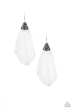 Tassel Temptress - White Earrings - Paparazzi Accessories Earrings Bedazzle Me Pretty Mobile Fashion Boutique