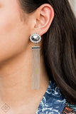 Tassel Throwback - White Earrings - Paparazzi Accessories Earrings Bedazzle Me Pretty Mobile Fashion Boutique