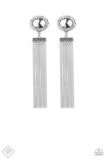 Tassel Throwback - White Earrings - Paparazzi Accessories Earrings Bedazzle Me Pretty Mobile Fashion Boutique