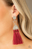 Tassel Trippin - Red Earrings - Paparazzi Accessories Earrings Bedazzle Me Pretty Mobile Fashion Boutique