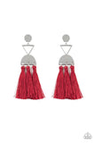Tassel Trippin - Red Earrings - Paparazzi Accessories Earrings Bedazzle Me Pretty Mobile Fashion Boutique