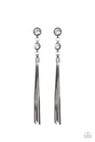 Tassel Twinkle - Black Post Earrings - Paparazzi Accessories Earrings Bedazzle Me Pretty Mobile Fashion Boutique