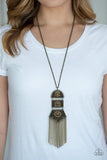 Tassel Tycoon - Brass Necklace - Paparazzi Accessories Necklace Bedazzle Me Pretty Mobile Fashion Boutique