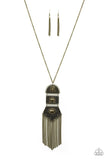 Tassel Tycoon - Brass Necklace - Paparazzi Accessories Necklace Bedazzle Me Pretty Mobile Fashion Boutique