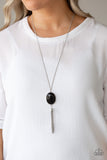 Tasseled Tranquility - Black Necklace - Paparazzi Accessories Necklace Bedazzle Me Pretty Mobile Fashion Boutique