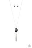 Tasseled Tranquility - Black Necklace - Paparazzi Accessories Necklace Bedazzle Me Pretty Mobile Fashion Boutique